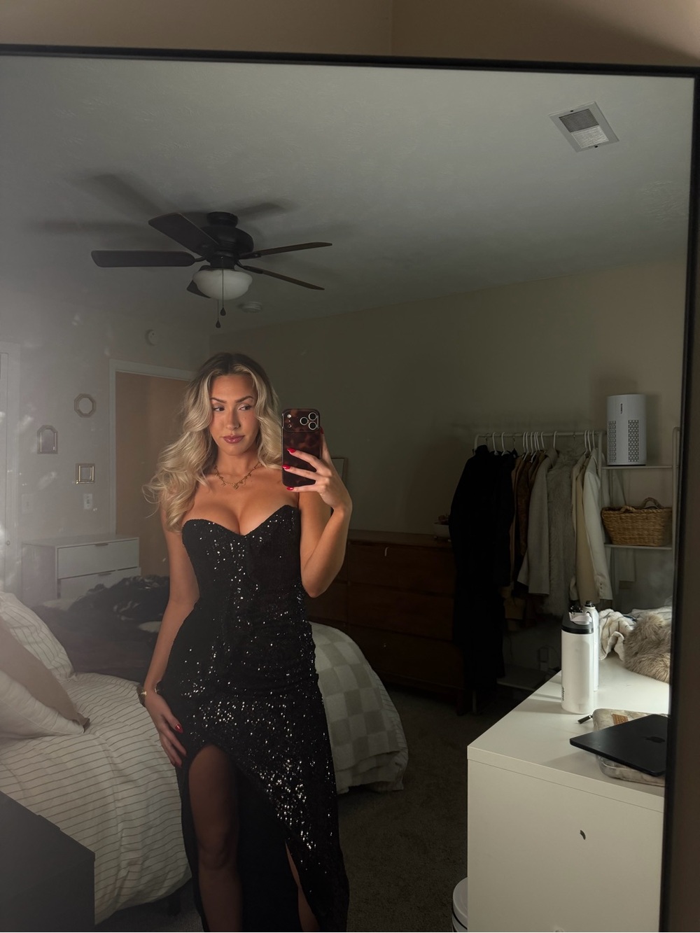 Nookie Galaxy Gown Black Sequin Strapless Evening Gown
